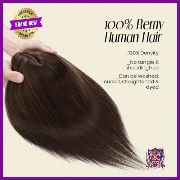 Real Human Hair Topper 10x12cm Silk Base Clip-In 130% Density 10 Inch main image 4